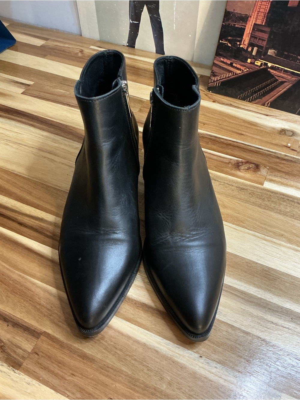 Thursday Leather Pointed Zip Ankle Boots office contemporary tennis prep preppy